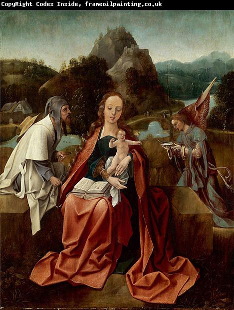 Attributed to Jan de Beer Madonna and Child with a pilgrim and an angel